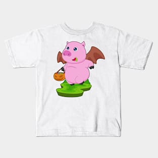 Pig Halloween Bat Kids T-Shirt